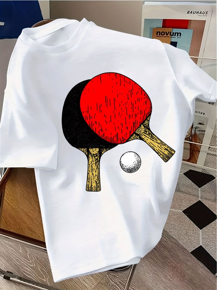 Table Tennis Graphics - Kaos Pria Navy Kerah Bulat Vintage